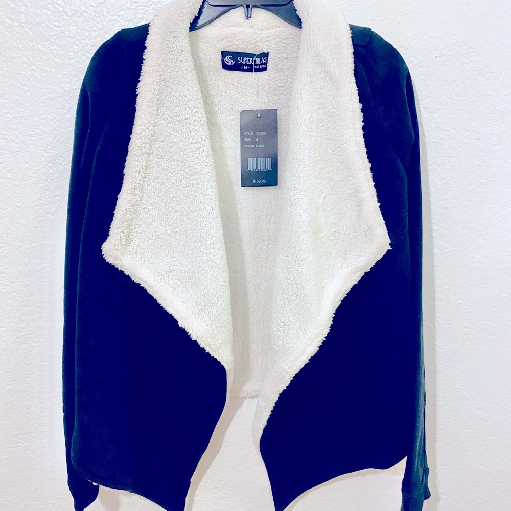 NWT Supernova Black and white Sherpa jacket